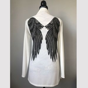 White cardigan with Wings Size XS/S open front